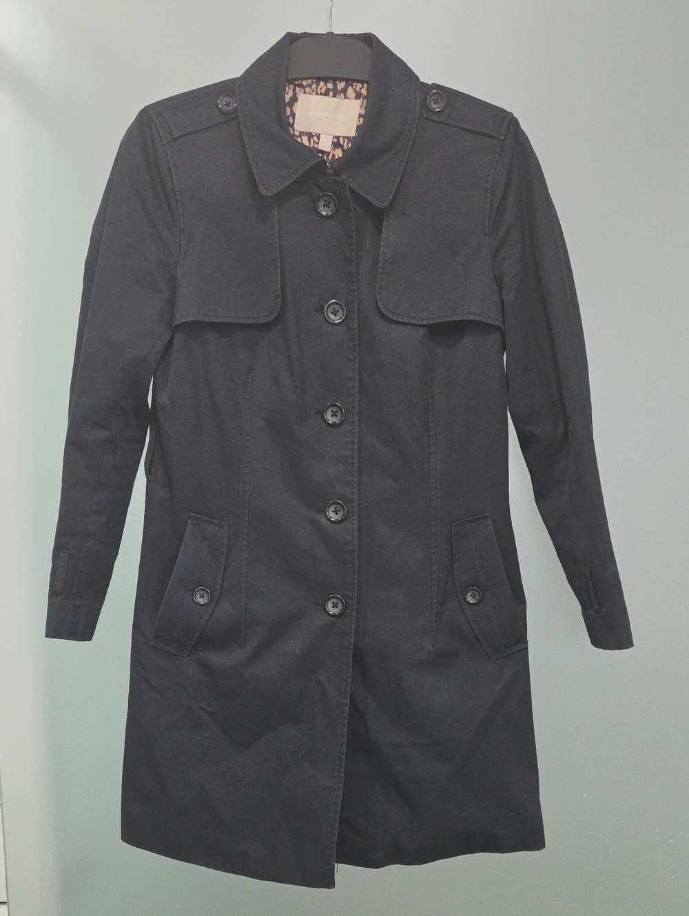 Banana Republic Women's Black Trench Coat - Classic Everyday Overcoat